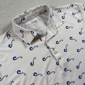 Bald Head Blues Ocean Outfitter Golf Polo Shirt Mens Medium White Fish Pattern